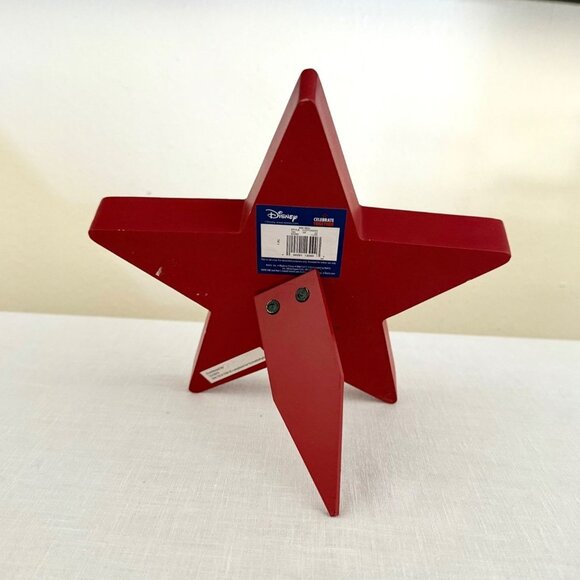 Disney Mickey Mouse Red and White Buffalo Plaid Wooden Star Decor Cottagecore - Picture 7 of 8